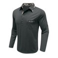 thumbnail image 4 of Men's Spring And Autumn Solid Color T-shirt Lapel 3 Button Open Placket Button Long Sleeved Top M, 4 of 6