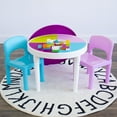 thumbnail image 4 of Humble Crew Forever Toddler 2-in-1 Plastic Building Blocks-Compatible Activity Table and 2 Chairs Set, Round, White/Pink/Purple/Turquoise, 4 of 8