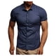 thumbnail image 1 of Camisas s Para Hombre Manga Corta Corto Collar Solid Casual Turn camisa descendente Button Men's Business Affairs Camisas Men (Navy, XXL), 1 of 7
