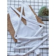 thumbnail image 4 of Hotian Women Plunge V Neck Self Tie One Piece Monokini Swimsuit White M, 4 of 6
