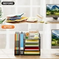 thumbnail image 5 of Marbrasse Desk Organizer with File Holder, 5-Tier Paper Letter Tray Organizer, Mesh Desk Organizers and Accessories with Magazine Holder, Desktop Organizer and Storage for Office Supplies, 5 of 8