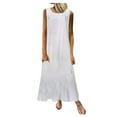 thumbnail image 1 of Robe Maxi Décontractée Sans Manches en Coton à Col Rond Uni pour Femmes Été, 1 of 2