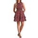 thumbnail image 2 of INSPIRE CHIC Vestidos de gasa para mujer, vestido mini sin mangas con fruncido y estampado floral, talla XS, burdeos, 2 of 6