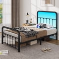 thumbnail image 6 of Lifezone Twin Bed Frame, Classic Metal Platform Bed Frame, with Charging Station and LED, No Need for Springs, Black, 6 of 8