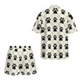 thumbnail image 2 of Xoenoiee Dog Paw Plaid Print Women's Hawaiian Beach Outfit 2 Piece Short Sleeve Swim Cover Up Shorts Set Summer Open Front Kimono Cardigan Vacation Beachwear, Size S, 2 of 7