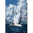 thumbnail image 2 of Hausenflock, Alan 11x14 Gold Ornate Wood Framed with Double Matting Museum Art Print Titled - Crossing Sailboats, 2 of 4