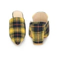 thumbnail image 4 of BLISSFUL STEP Women's Plaid Pointed Toe Block Heel Slide Mules Yellow 8, 4 of 4