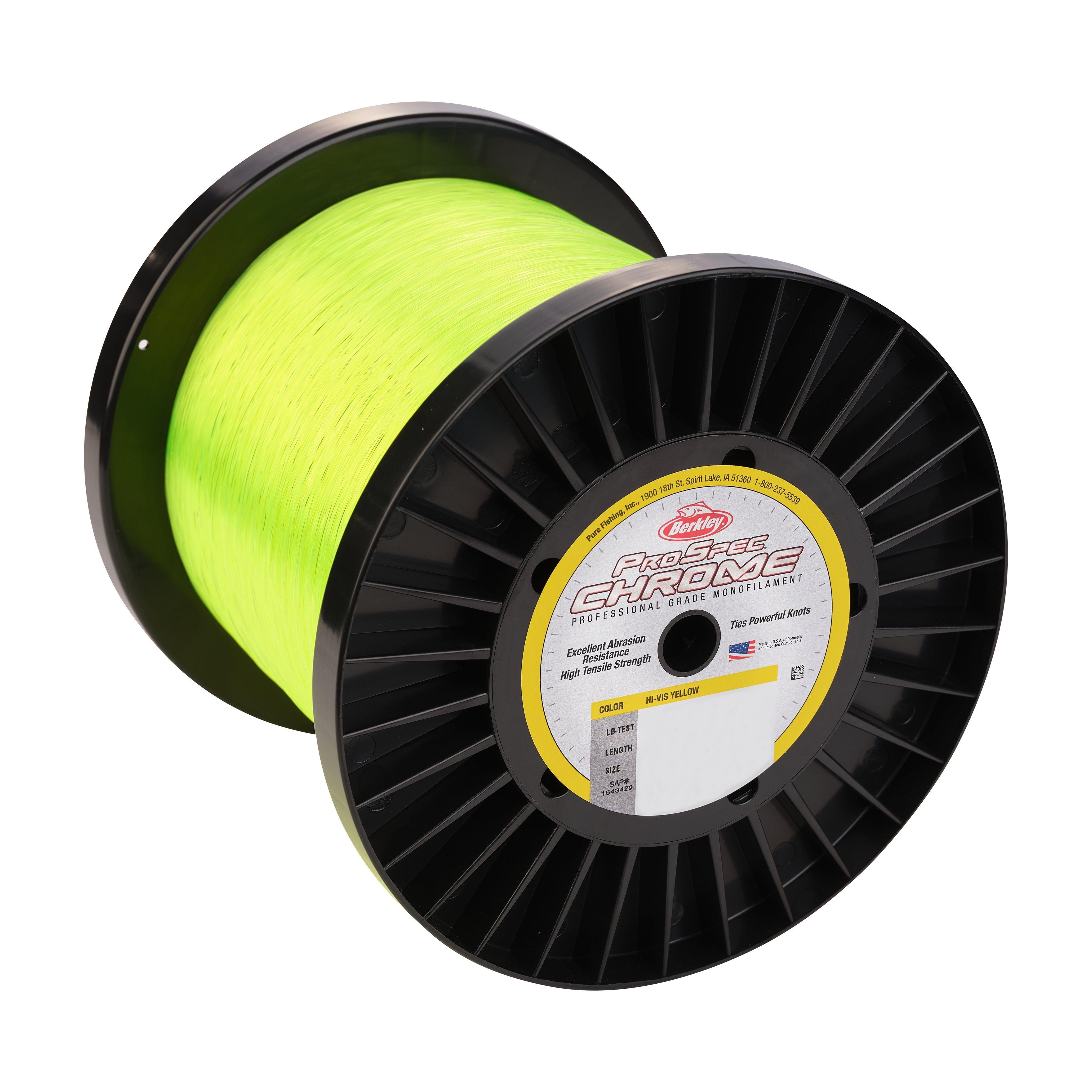 Berkley ProSpec® Chrome Monofilament Fishing Line, Hi-Vis Yellow, 60 lb Test Strength, 3000 yd