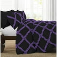 thumbnail image 2 of D.N.G. BEDDINGS 3 Piece Luxury Two Tone Diamond Ruffle Pattern Comforter Set Premium Super Soft All Season 800 Thread Count, 100% Egyptian Cotton, King/California King Size Purple/Black Solid Color, 2 of 4