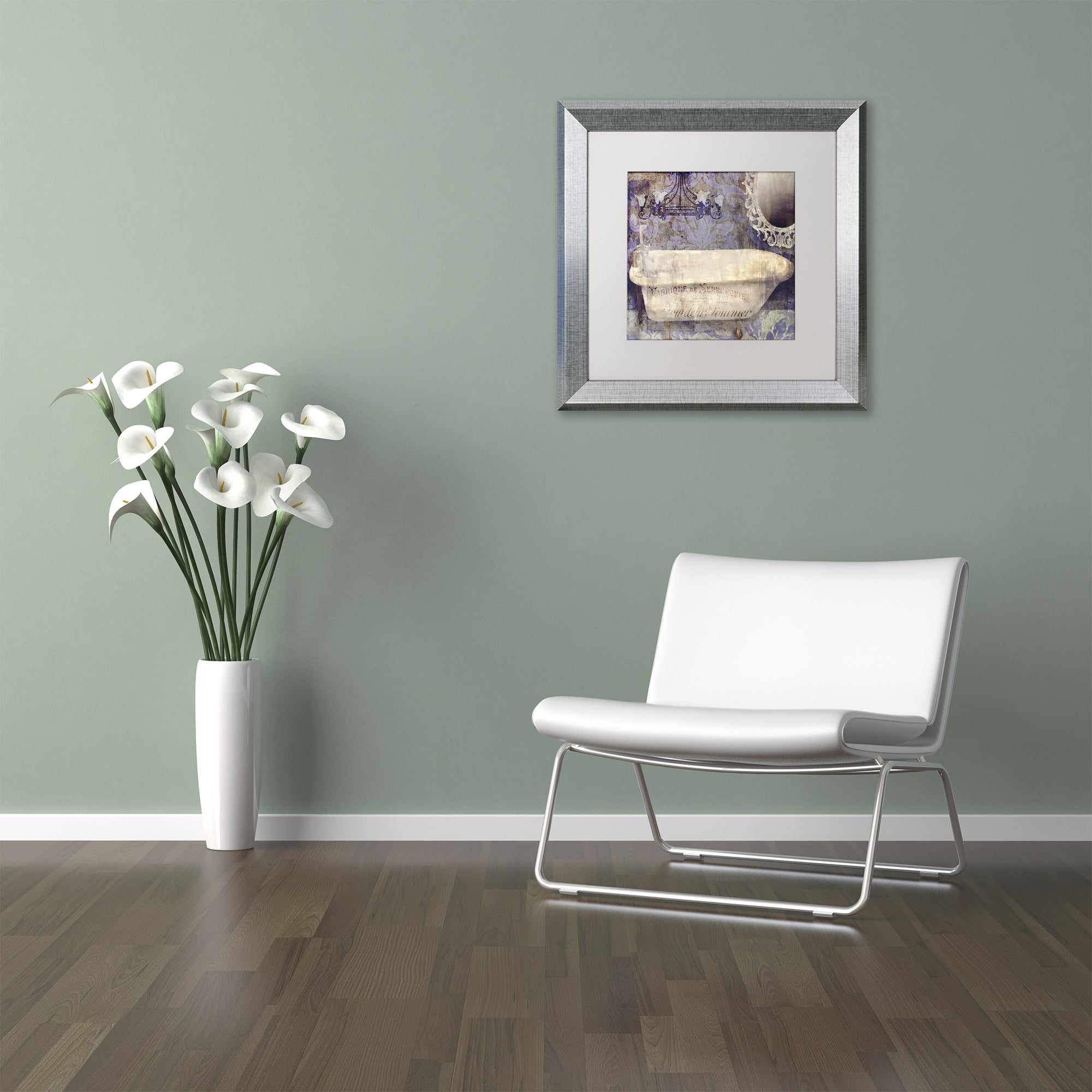 Trademark Fine Art "Le Bain Paris II" Canvas Art by Color Bakery White Matte, Silver Frame