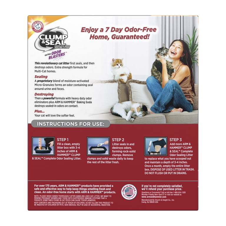 ARM & HAMMER Clump & Seal Cat Litter 38 lb Multi-Cat Odor Sealing Clumping  Clay - Walmart.com