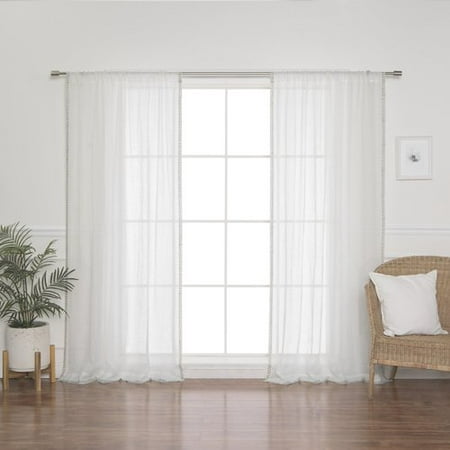 Best Home Fashion, Inc. Striped French Linen Voile Solid Room Darkening Rod Pocket Single Curtain (Best Of White Stripes)