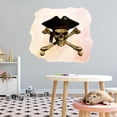 thumbnail image 3 of Home Watercolor Wall Decals for Kids Room - Pink Background Bones Pirate Hat Design Skull DIY & Creativity Boy Girl Bedroom Wall Water Color Sticker - Size: 40 In x 36 In, 3 of 5