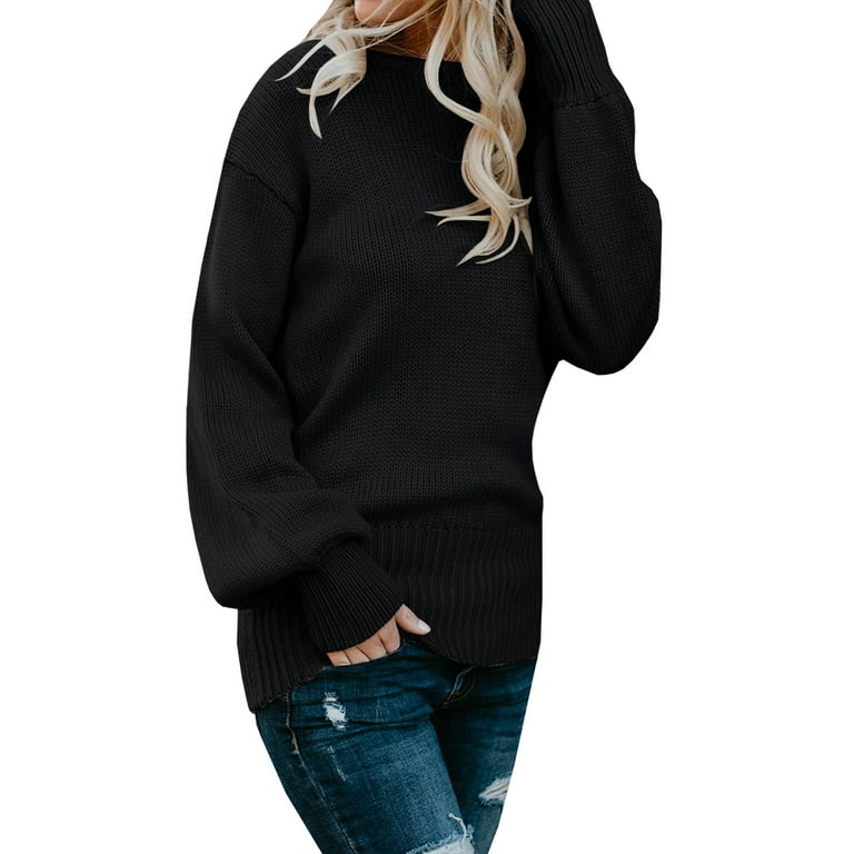 Sherrylily Women Oversized Sweaters Winter Open Back Pullover Sweater  Chunky Knit Tops