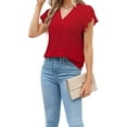 thumbnail image 6 of VDJ Women Blouse Ruffle Sleeve Fashion Summer Tops Casual Plain Color Red T Shirt Comfort Cool Tee Size L, 6 of 9