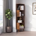 thumbnail image 4 of BALANBO 4-Tier Cube Corner Bookshelf Bamboo Corner Bookcase, Brown, 2.8(L) x 14.5(W) x 54(H), 4 of 7