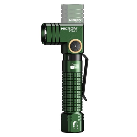 NICRON EDC Flashlight Rechargeable, 90 Degree Flashlight with Magnet 400 High Lumens L74-G Mini Flashlight Compatiable with AAA Battery Pocket Penlight for Night Working, Camping, Outdoor, Emergency