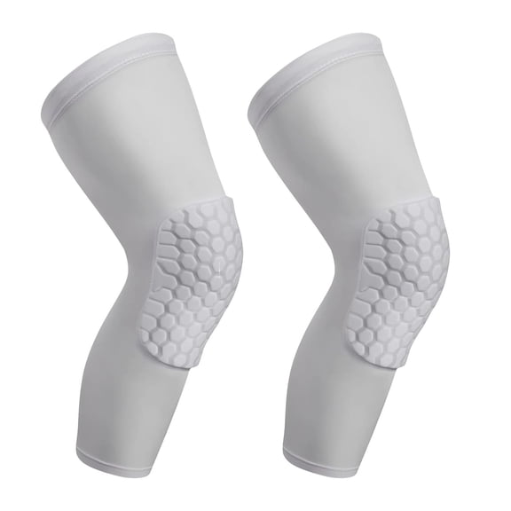 CYFW 2 Pack Basketball Knee Pads Sleeves, Honeycomb Anti Collision Knee Pads Leg Compression Sleeves, Outdoor Sports Sleeves for Skating Wrestling Soccer Football Volleyball (White, Large)