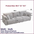 thumbnail image 4 of 98.5'' Modern Minimalist 3-Seater Linen Sofa with Upholstered Arms & Pillows – Gray Fabric, Solid Wood Frame for Living Room/Bedroom/Office, 4 of 22