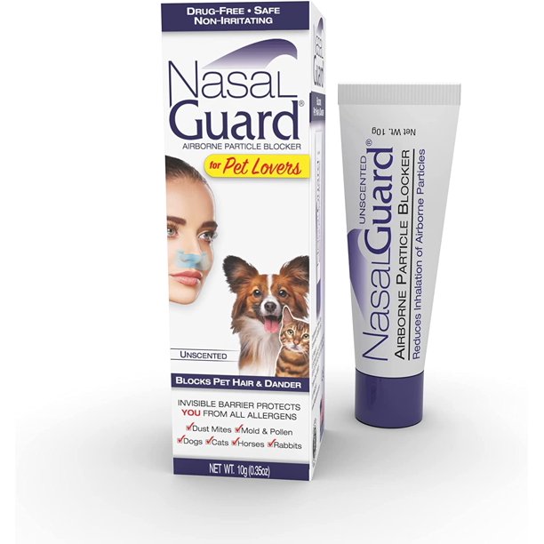 NasalGuard for Pet Lovers Allergy Relief, Pet Hair and Dander Blocker Nasal Gel (Unscented, 10