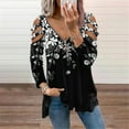 thumbnail image 2 of Fesfesfes Women Tunic Tops Cold Shoulder Long Sleeve Tops V-Neck Zipper Casual Tops T-shirt, 2 of 4