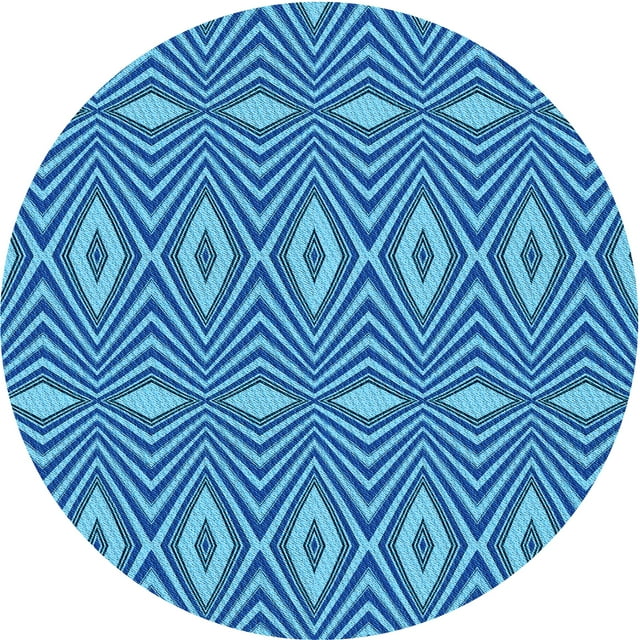 Ahgly Company Tapis d'Intérieur Ronds Transitionnels Bleus Lavables à la Machine, 4 Pieds Rond