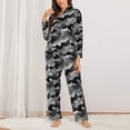 thumbnail image 2 of Fuzoiu Horse Silhouette Print Women's Long-Sleeved Pajama,Lounge Button Down Nightwear,Womens Notch Collar Pajama Set-Medium, 2 of 7