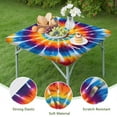 thumbnail image 4 of Rainbow Tie Dye Sunburst Square Fitted Tablecloth with Elastic Edge,Square Table Cover,Washable Elastic Table Cover for Home Kitchen Party Decor 34"x34", 4 of 6