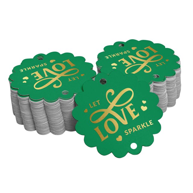 Inkdotpot Pack Of 100 Real Gold Foil Paper Tags Let Love Sparkle Wedding Favor Hang Tags