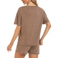 thumbnail image 2 of SMZ Women's Pajama Sets Soft Comfy Lounge Set Loose Casual Stretch Loungewear Short Sleeve Top and Shorts with Pocket, 2 of 5