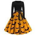 thumbnail image 1 of LINMOUA Robe Décontractée Mode Femme Col Rond Ajustée Imprimée Halloween Manches Longues, 1 of 4