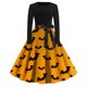 thumbnail image 1 of Women's Fashion Round Neck Casual Slim Fit Halloween Printed Long Sleeve Dress, 1 of 4