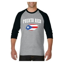 Mens Raglan Sleeve Baseball T-Shirts - Puerto Rico Flag