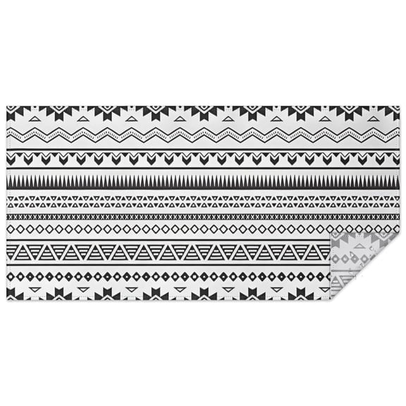 Black Geometric Border Pattern Rectangle Tablecloth 60"x120",Waterproof Polyester Rectangle Table Cloth, Wipeable Spillproof Polyester Tablecloth for Dining, Camping, Indoor and Outdoor