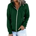 thumbnail image 2 of Bmisegm Womens Daily Long Casual Down for Womens Pocket Hooded Sweatshirts Pullover Sleeve Butt on V Drawstring Hoodies Neck Women's Hoodies & Sweatshirts Sweatshirt for Women Green S, 2 of 9