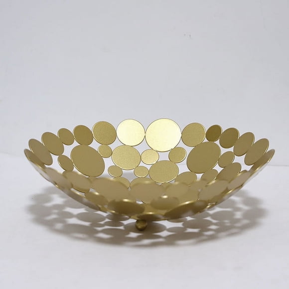 Namzi - Frutero de metal grande y redondo para encimera, centro de mesa decorativo creativo para frutas, verduras, pan, dulces y frutos secos (dorado)