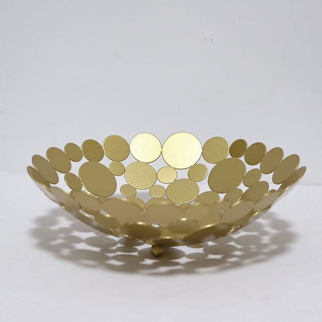 Namzi - Frutero de metal grande y redondo para encimera, centro de mesa decorativo creativo para frutas, verduras, pan, dulces y frutos secos (dorado)