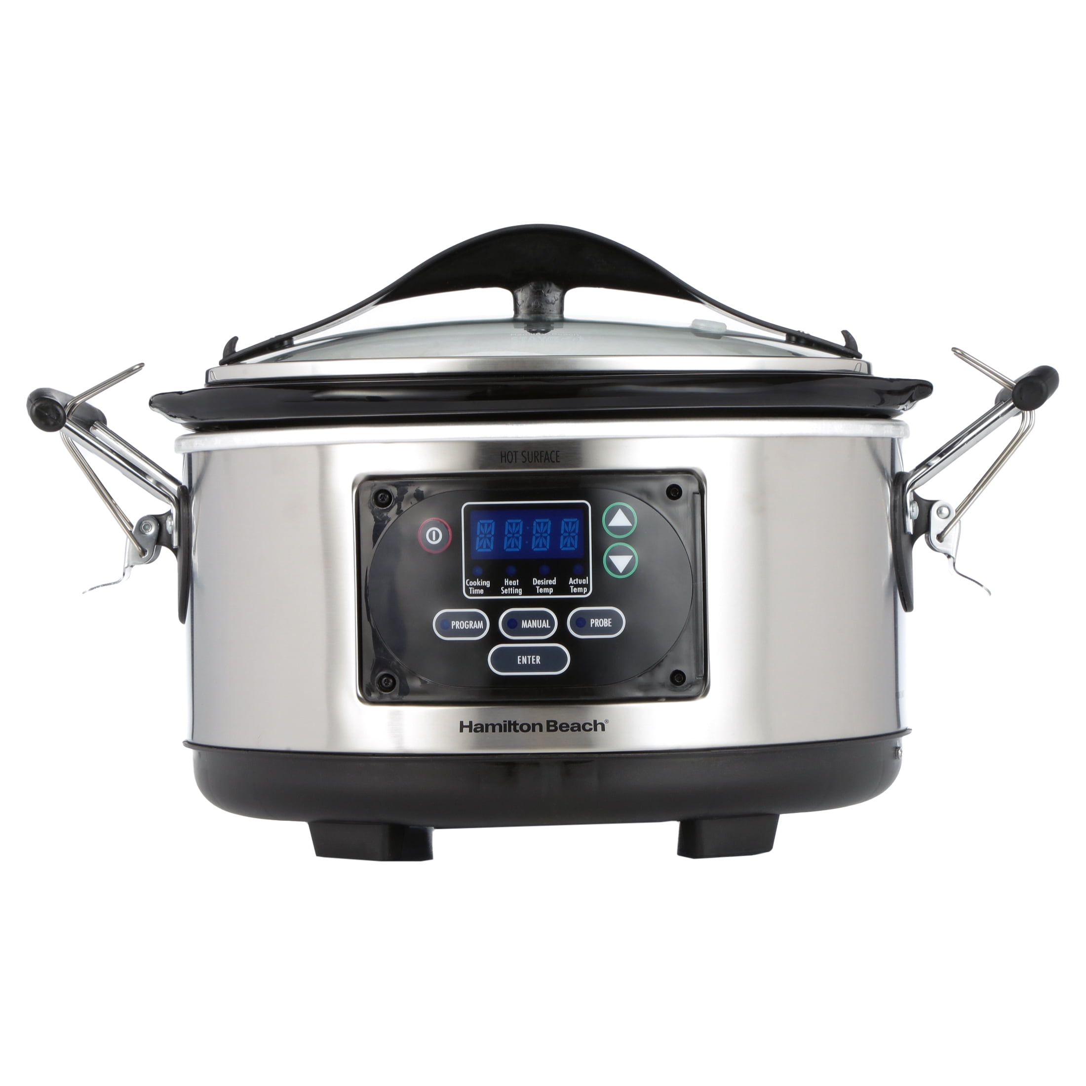 Hamilton Beach Portable 6 Quart Set & Forget Digital Programmable Slow  Cooker with Lid Lock, Temperature Probe & Defrost Setting, Dishwasher Safe