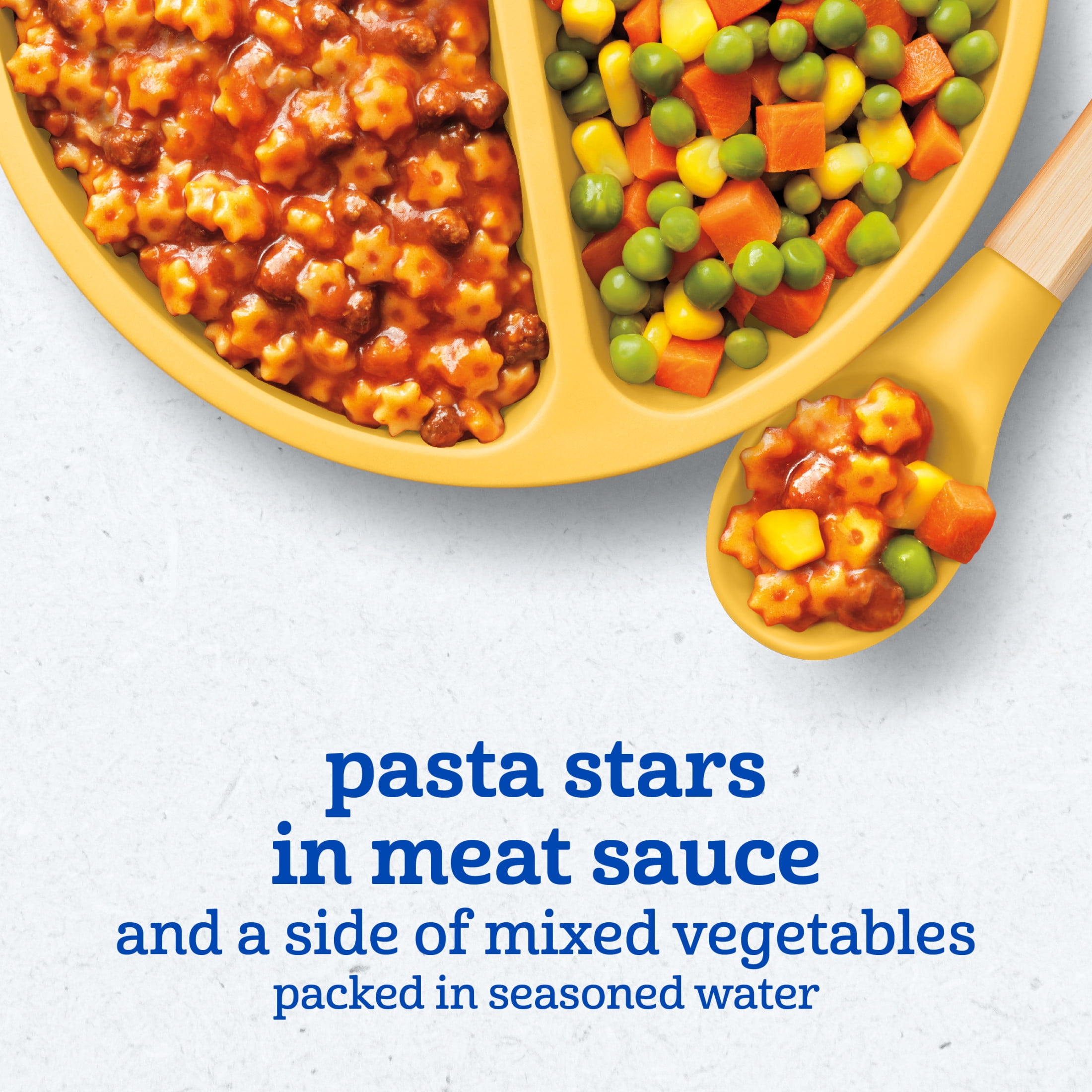 (8 pack) Gerber Mealtime for Toddler, Pasta Stars in Meat Sauce and a side of Mixed Vegetables, Toddler Food, 6.8 oz Tray
