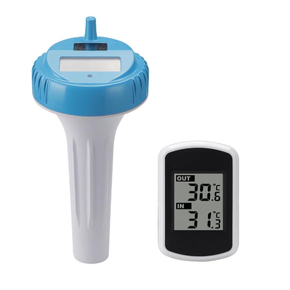 Juego De Termómetro Flotante Plástico Energía Solar Alimentado Por Batería Compacto Inalámbrico Práctico Duradero Flotante Para Piscina Y Spa Probador De Temperatura Y Kit De Monitor Blanco Y Azul Scienceny HA014463-00