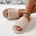 thumbnail image 6 of Tqyyweavej Terry Cloth Open Toe Slippers for Women Corduroy Indoor Outdoor House Slippers Comfy Soft Memory Foam Slip On Flat Shoes, 6 of 10
