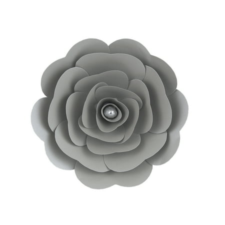 Community Silver Flower - Mega Crafts - 12'' Handmade Paper Flower in Silver | For Home Décor, Wedding Bouquets & Receptions, Event Flower Planning, Table Centerpieces, Backdrop Wall Decoration, Garlands & Parties