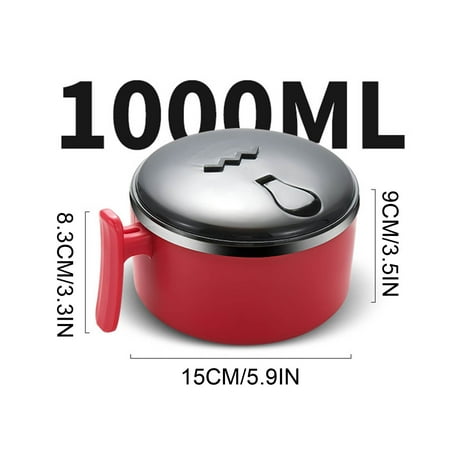 

Kitchen Gadgets Ramen Soup Bowl With Tight Lid Handle Steam Hole. Double Wall Stainless Steel Noodle Cooker. Instant & Regular Ramen With Hot Water Gift