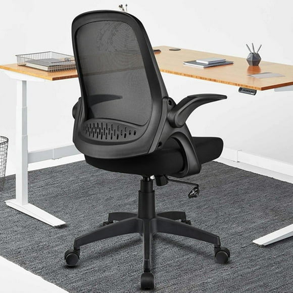 Chaise de Bureau Ergonomique avec Accoudoirs Rabattables, Chaise de Bureau Pivotante Confortable Ordinateur Chaise de Base