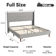 thumbnail image 3 of Frostbloom Full Size Platform Bed Frame, Linen Upholstered Wingback Headboard, Light Gray, 3 of 7
