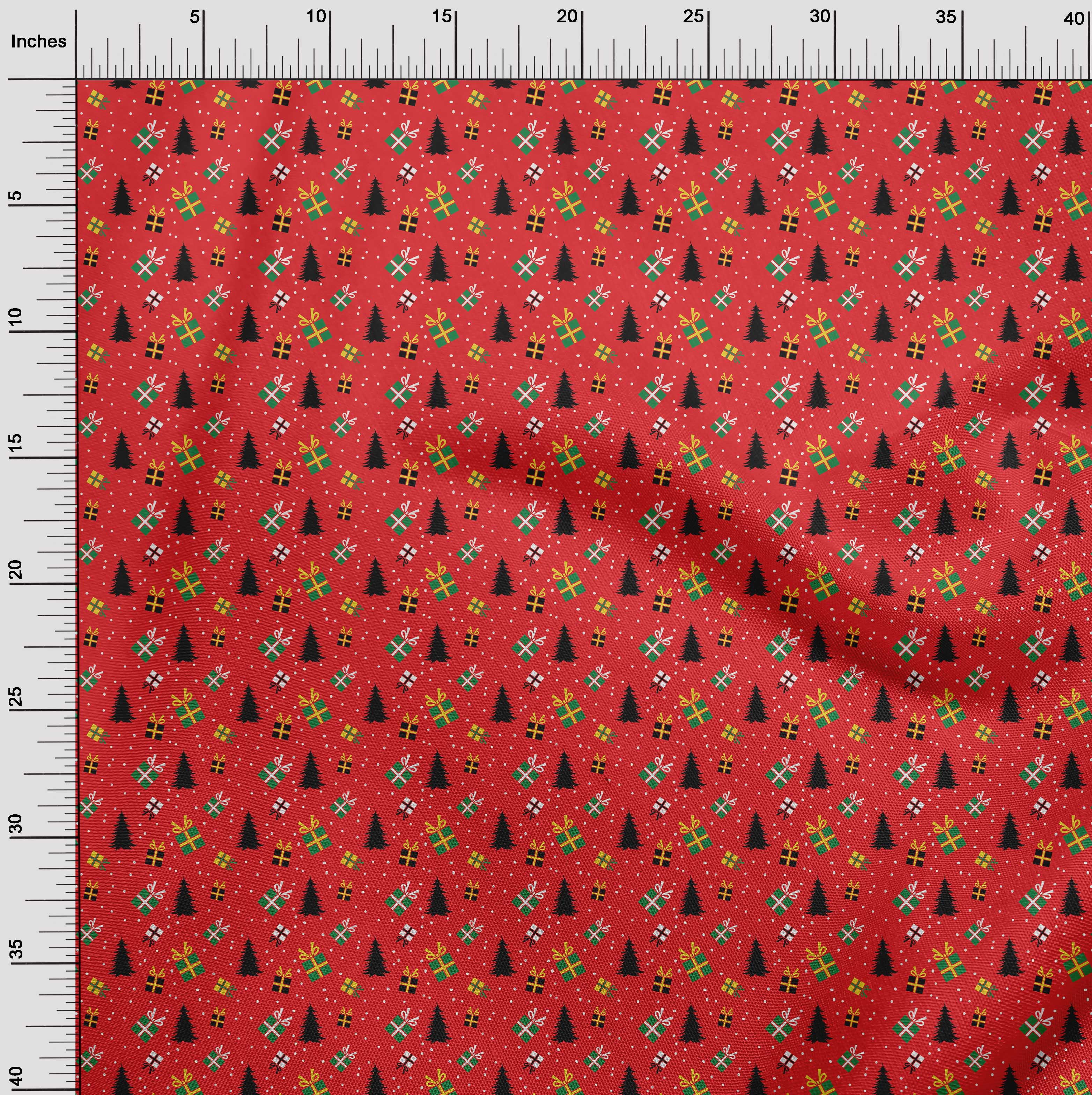 oneOone Rayon Red Fabric Merry Christmas Sewing Fabric By The Yard Printed Diy Clothing Sewing Supplies 56 Inch Wide-4ZF