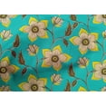 thumbnail image 4 of oneOone Cotton Cambric Turquoise Green Fabric Leaves & Flower Floral Crafts Projects Decor Fabric Printed By The Yards 42 Inches Wide, 4 of 4