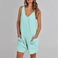 thumbnail image 5 of Plus Size Jumpsuits for Women Dressy Fashion Summer Solid Casual Sleeveless Suspender Short Jumpsuit on Clearance, 5 of 8