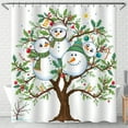 thumbnail image 1 of Cheerful Christmas Shower Curtain with Snowmen & Festive Tree Design, 1 of 4