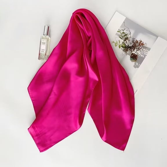 ERDOUY Elegant Personalized Scarf, Solid Color Small Square Scarf 70 * 70cm Solid Color Simple Versatile Spring/Summer Scarf (Dark Pink)